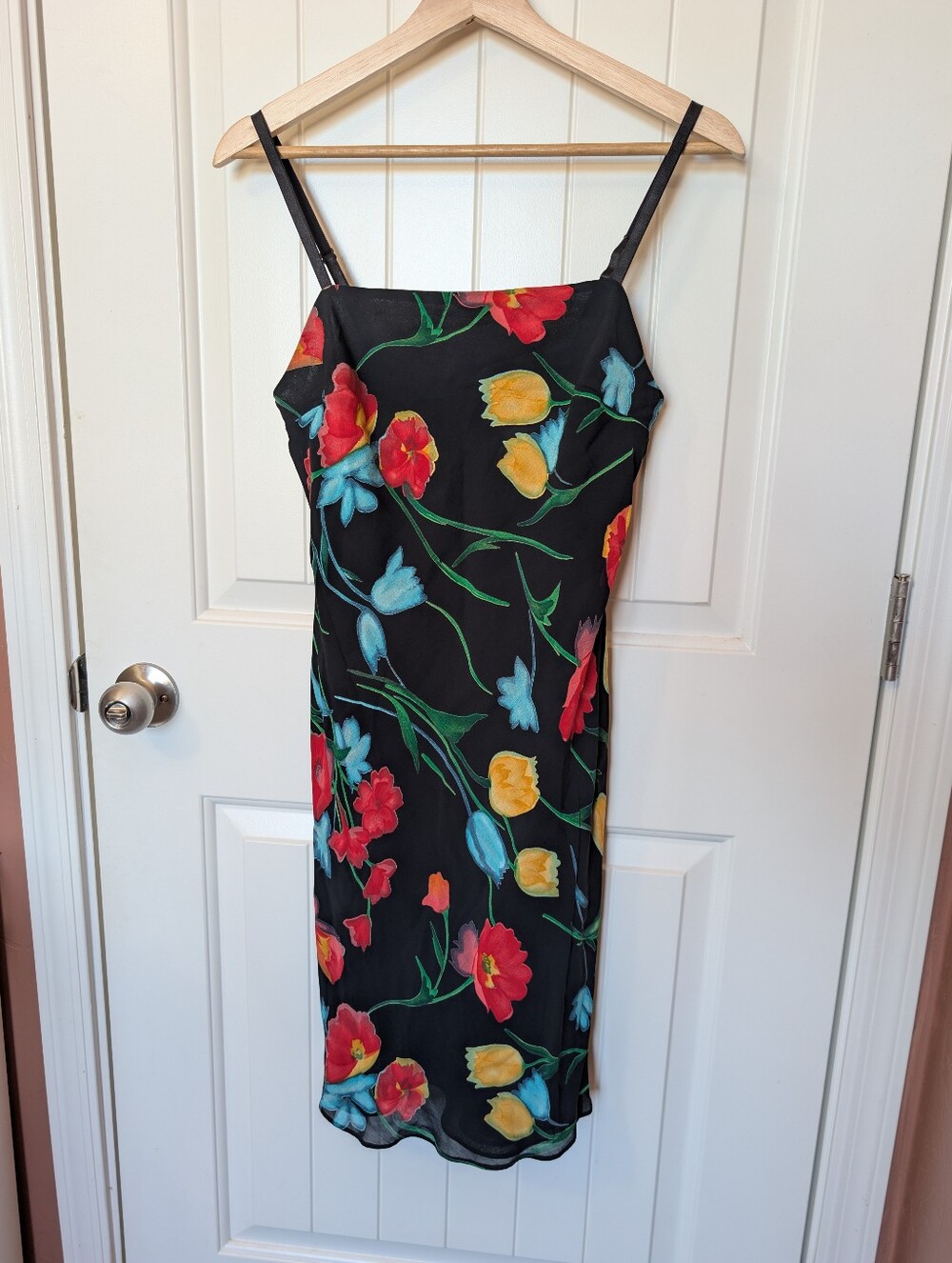 Vintage Hugo Buscati Floral Mini Dress W6 Black/Red